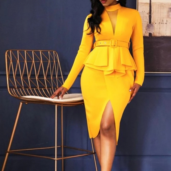 Yellow bodycon dress - Picture 2 of 6